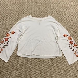 Bell Sleeve White embroidered Long Sleeve